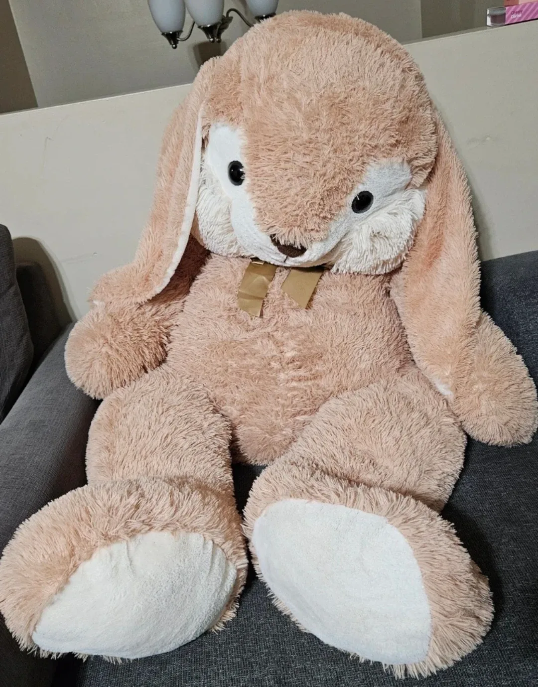 Giant Bunny Plush with Gold Bow - Like New! image indicator(2)
