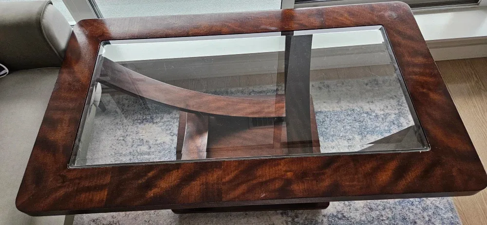 Glass Top Dark Wood Coffee Table image indicator(3)