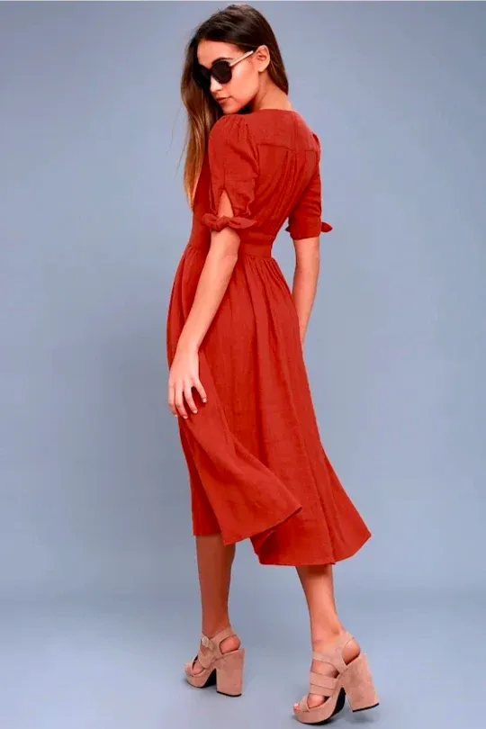 Free People Dress, Size S, Orange, Rust image indicator(2)