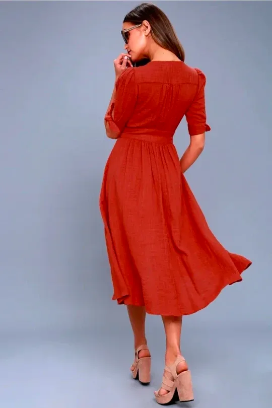 Free People Dress, Size S, Orange, Rust image indicator(3)