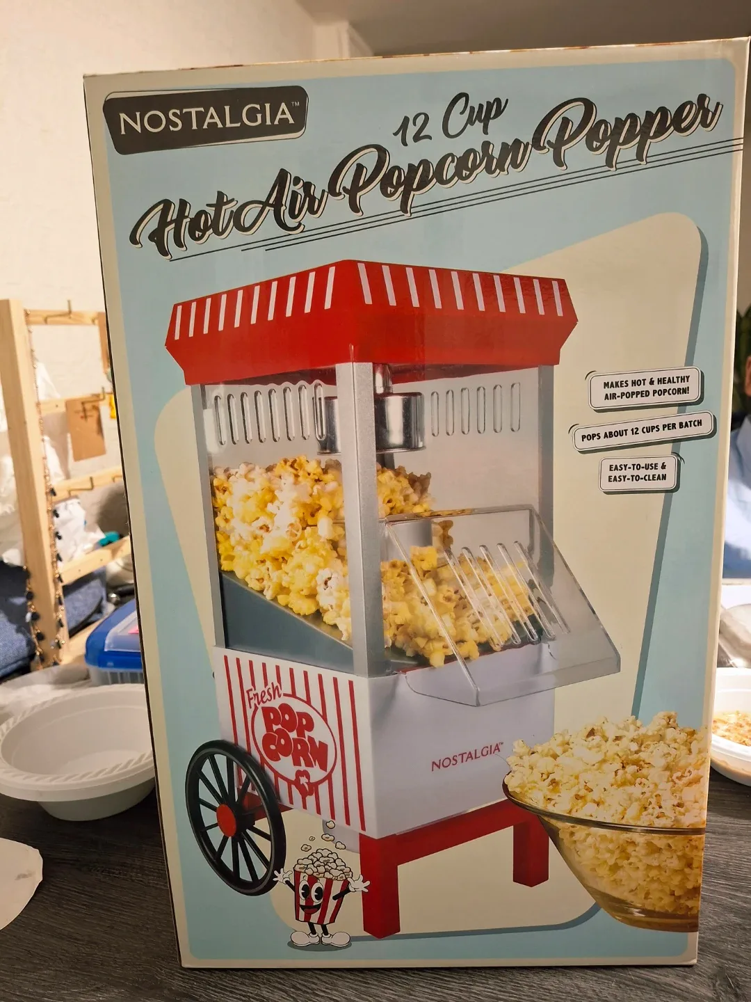 Nostalgia 12-Cup Hot Air Popcorn Popper - Like New!