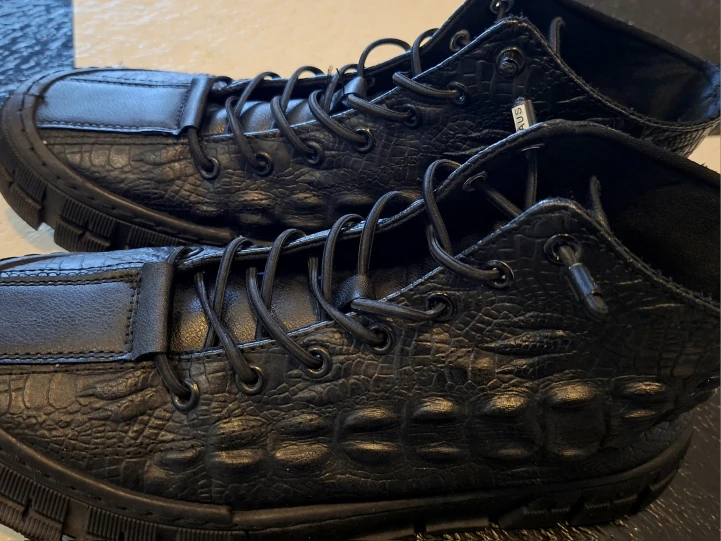 Haus of JR Black Crocodile Leather Boots