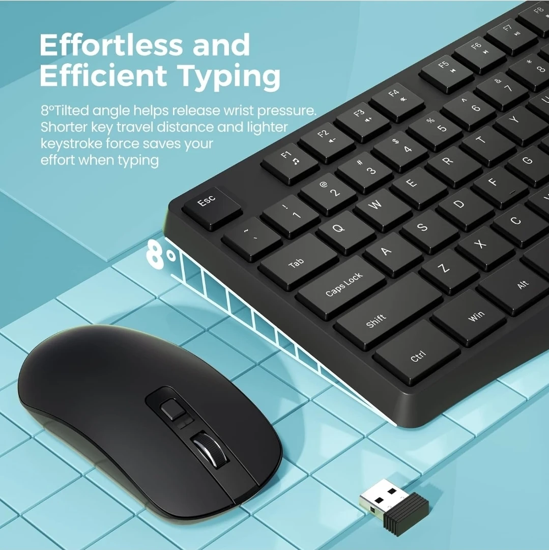 Lovaky Wireless Keyboard and Mouse Combo - Black - photo 2