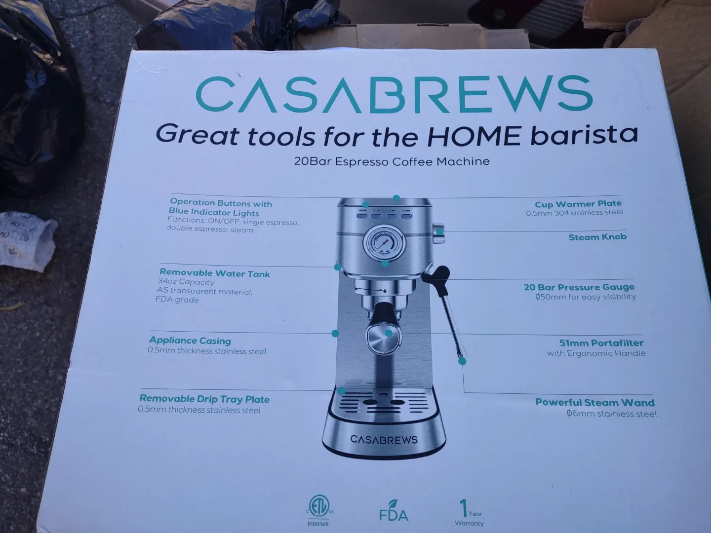 CASABREWS 20Bar Espresso Coffee Machine image indicator(2)