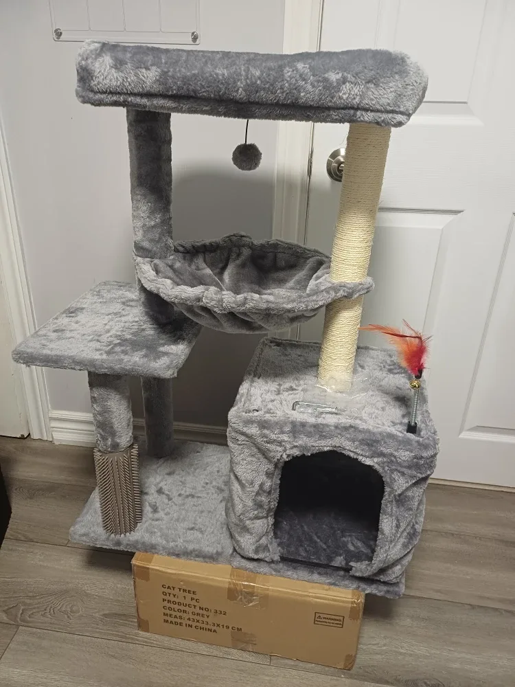 Grey Cat Tree with Scratching Post & Condo image indicator(3)