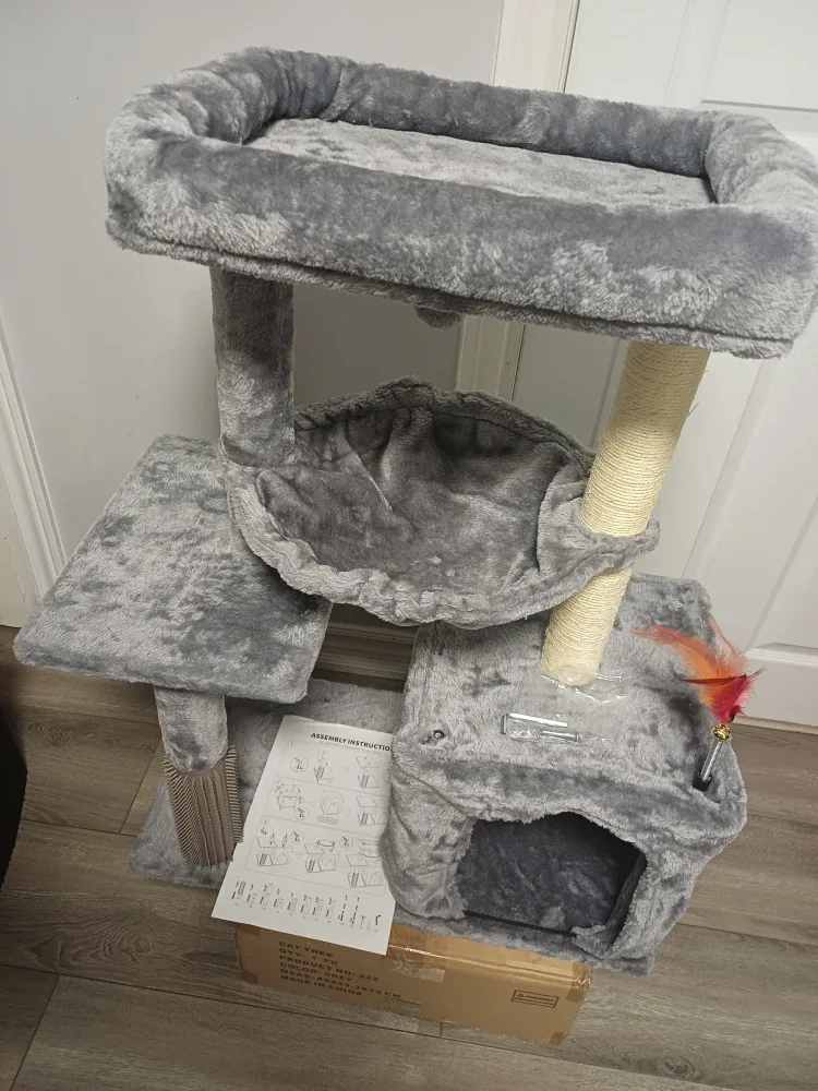 Grey Cat Tree with Scratching Post & Condo image indicator(8)