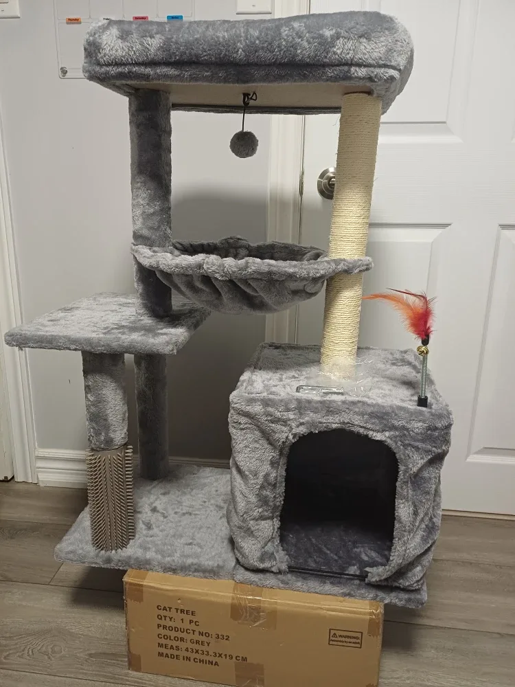 Grey Cat Tree with Scratching Post & Condo image indicator(9)