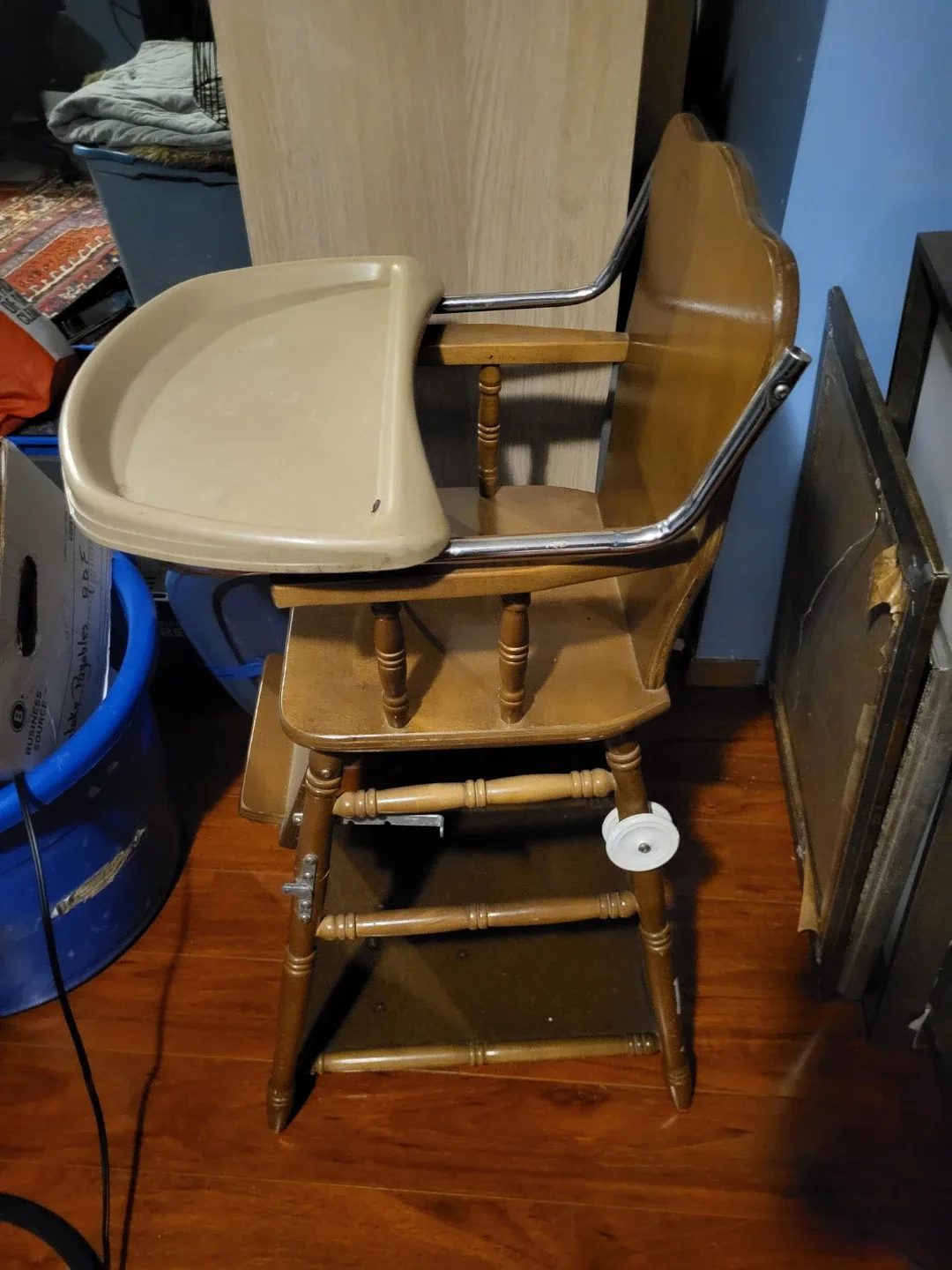 Vintage Wooden High Chair with Tray