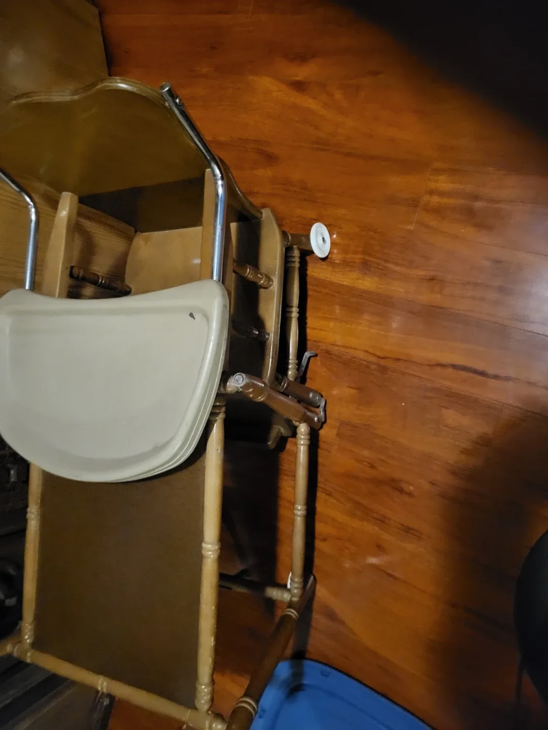 Vintage Wooden High Chair with Tray image indicator(2)
