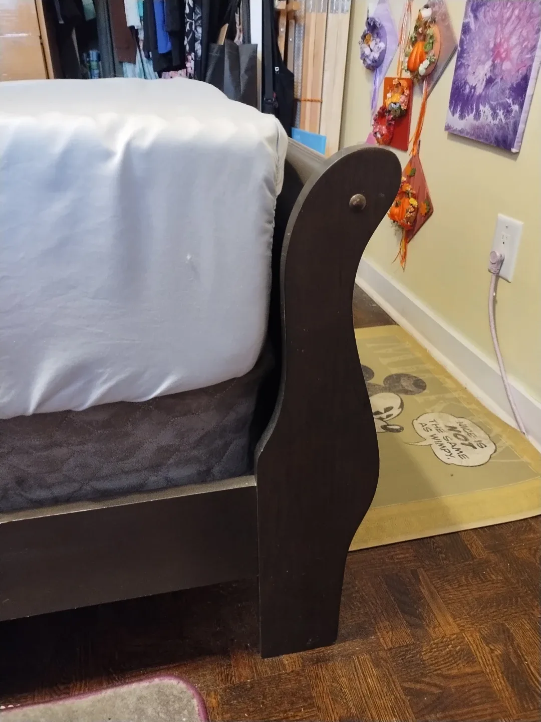 Twin Size Bed Frame - Dark Grey Wood image indicator(5)