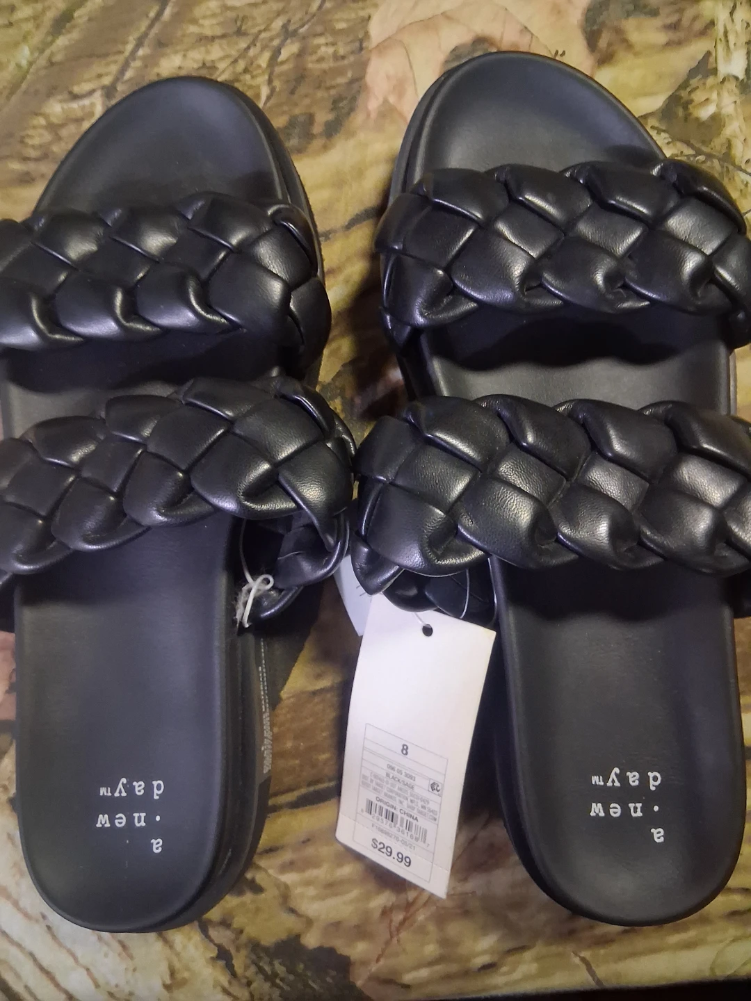 A New Day Black Braided Sandals - Size 8
