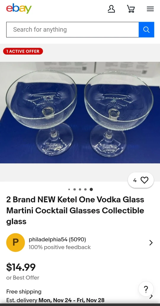 Ketel One Vodka Limited Edition Martini Glasses (8 total) - photo 5