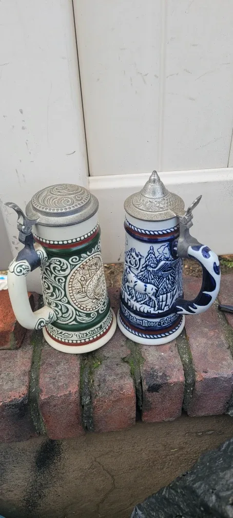 Vintage German Beer Stein with Pewter Lid