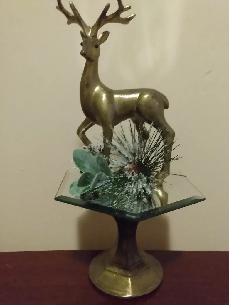 10" Decorative Reindeer on glass pedestal