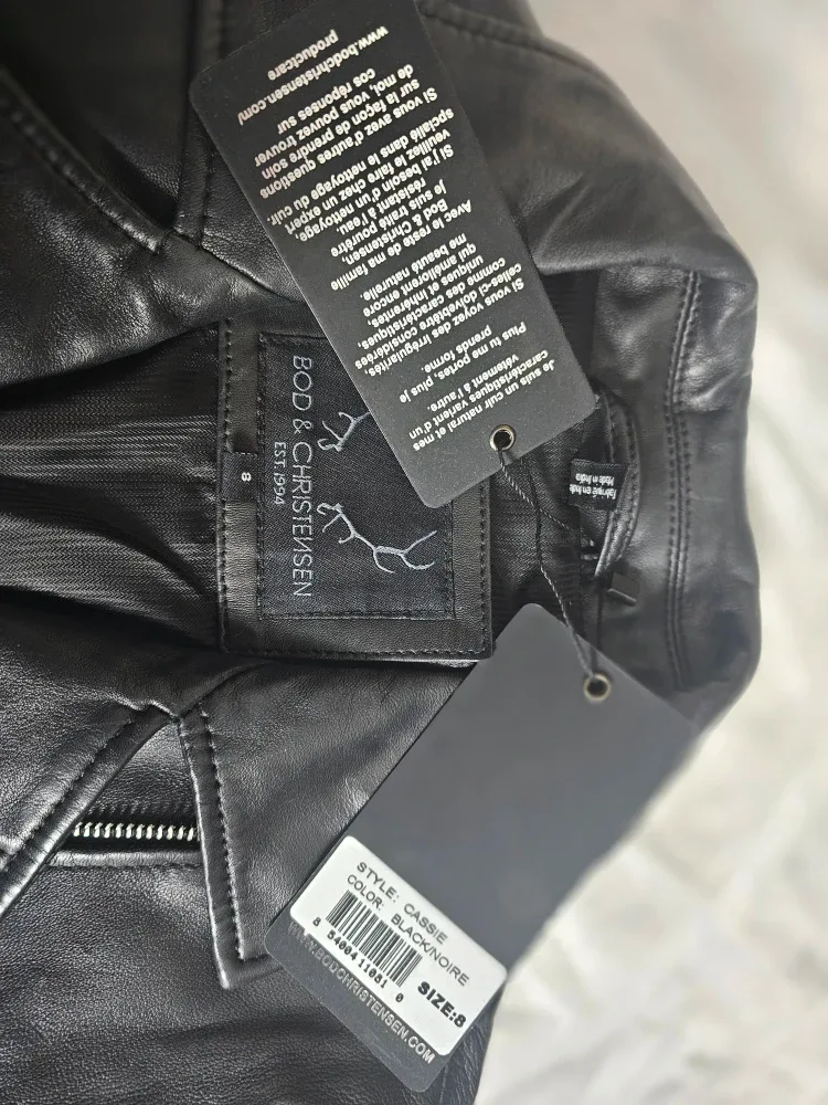 BOD & CHRISTENSEN Black Leather Jacket - Size 8 image indicator(3)