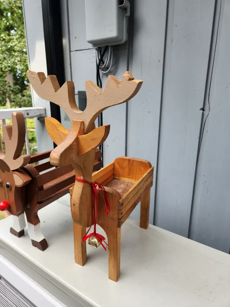 Wooden Reindeer Planter