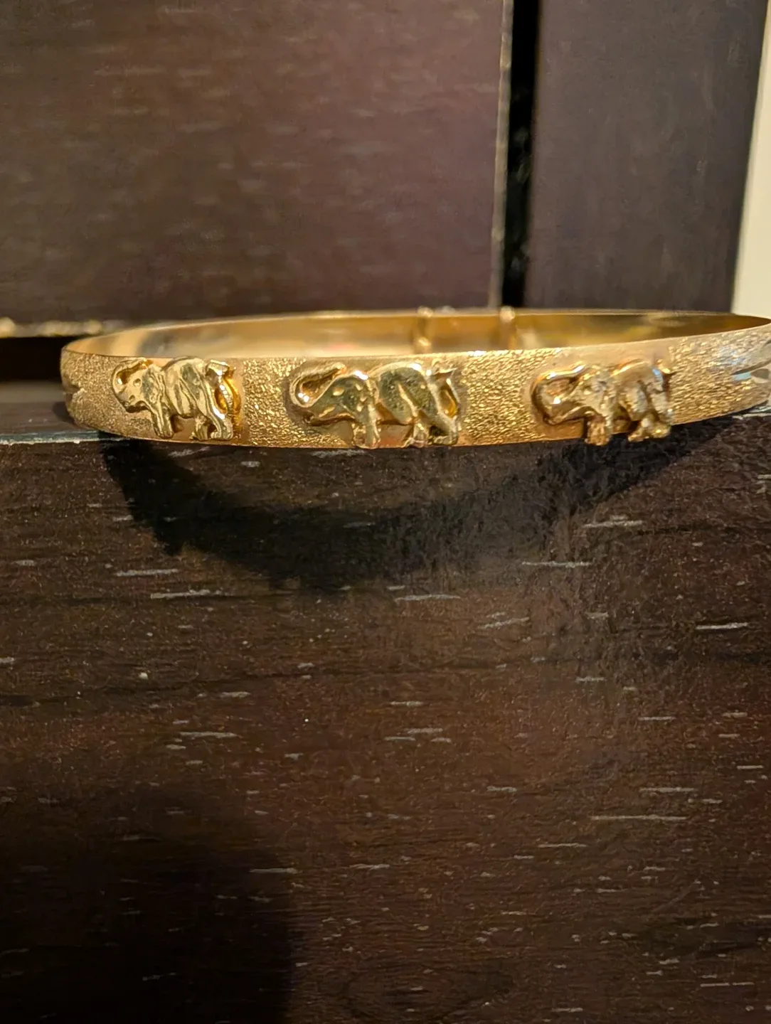 Gold Tone Elephant Bangle Bracelet for babies. image indicator(2)