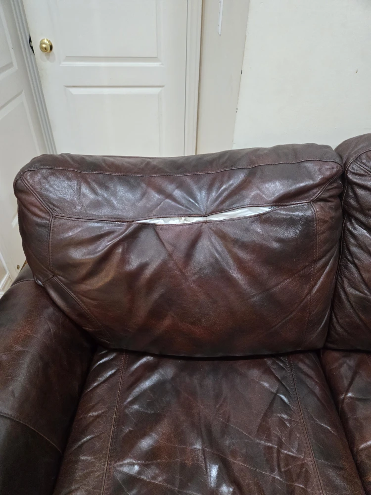 Used Brown Leather Sofa - Some Wear - photo 4