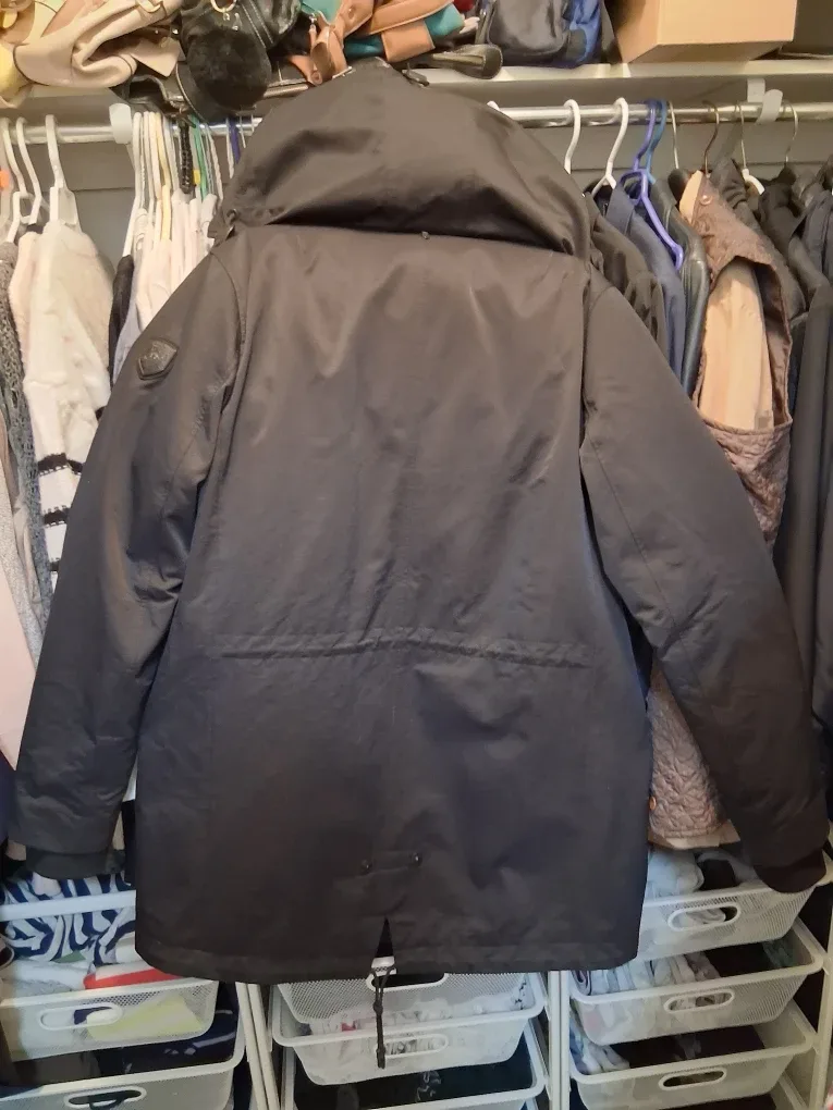 Rudsak black down parka with (removable) fur-trimmed hood