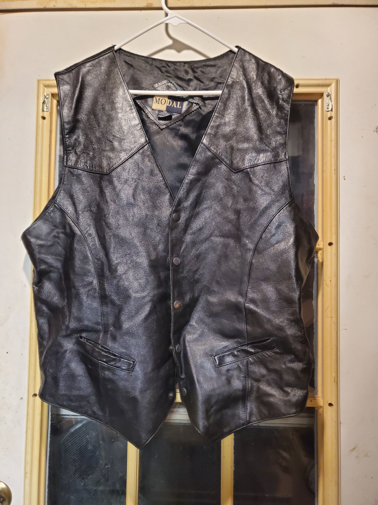 Modal Black Leather Vest - Size XXL