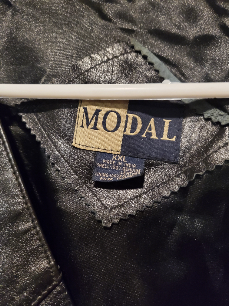 Modal Black Leather Vest - Size XXL - photo 2