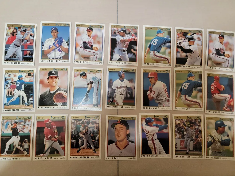 21 baseball cards from 1992 O-Pee-Chee