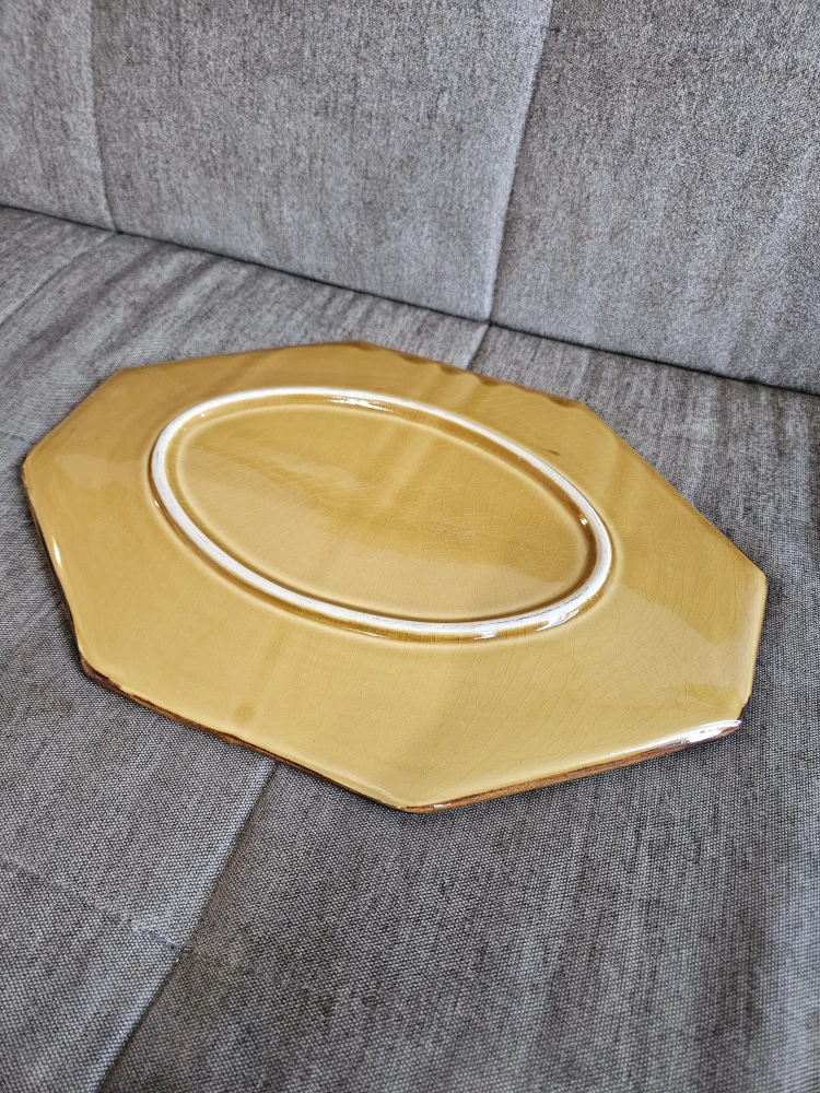 Ceramic Decorative Octagon Plate - Mustard Gloss Finish - photo 4