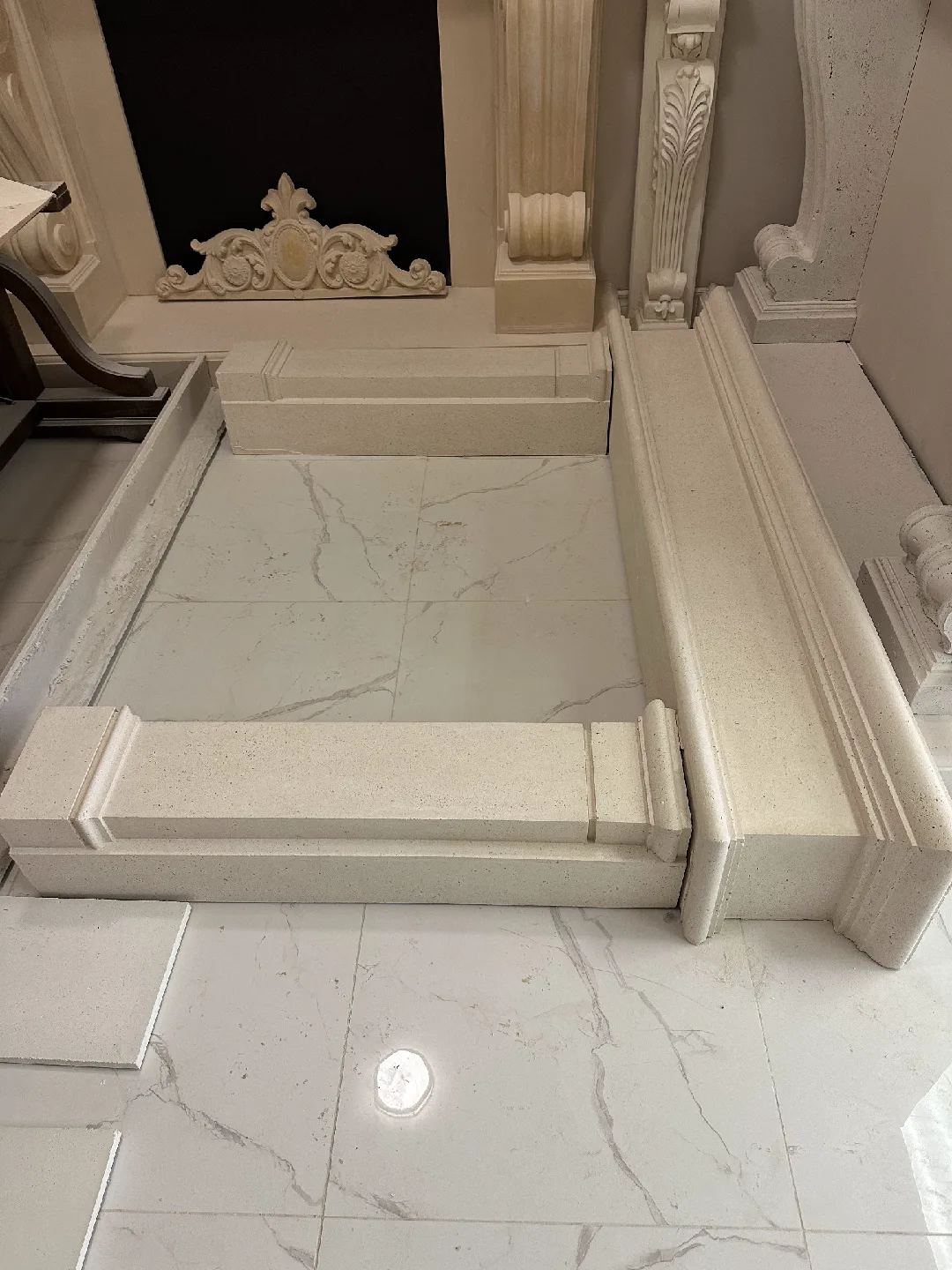 Elegant Limestone Fireplace Mantel. image indicator(5)