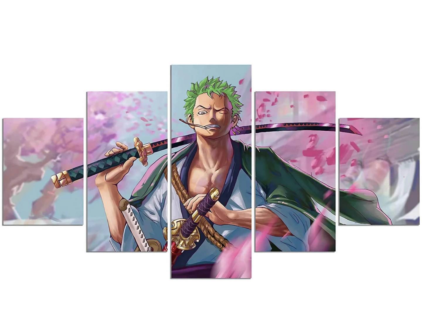 One Piece Poster Roronoa Zoro Canvas Wall Art Unframed 5pcs
