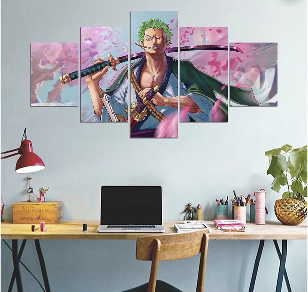One Piece Poster Roronoa Zoro Canvas Wall Art Unframed 5pcs - photo 2