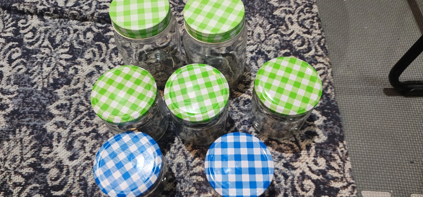 Glass Jars with Gingham Lids