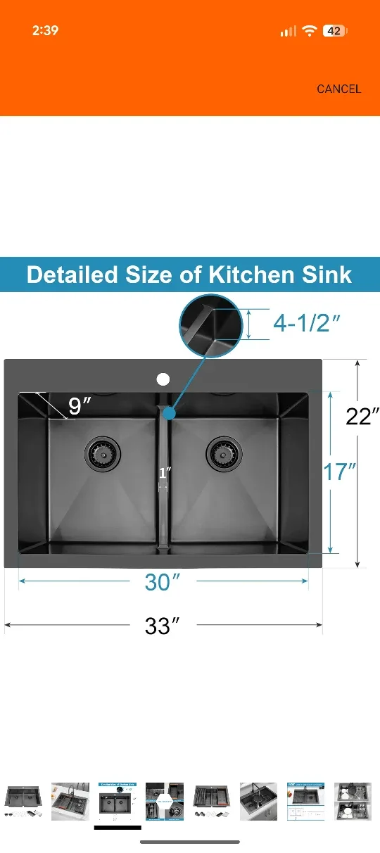 LQS Black Double Bowl Kitchen Sink image indicator(2)