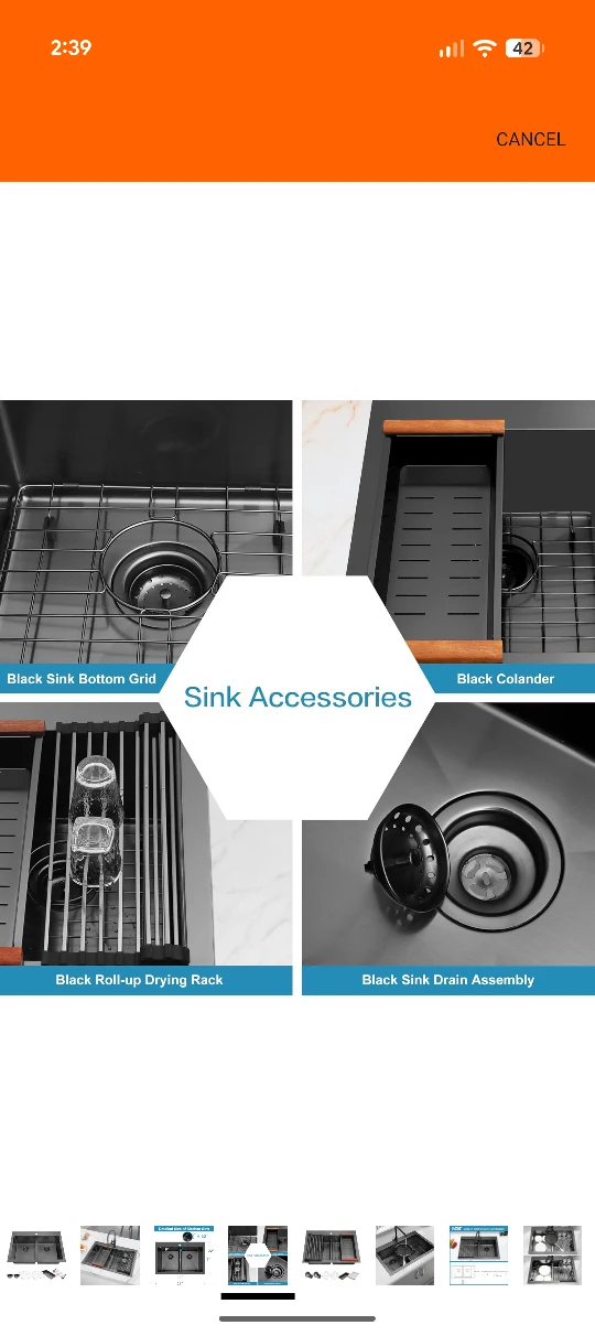 LQS Black Double Bowl Kitchen Sink - photo 3