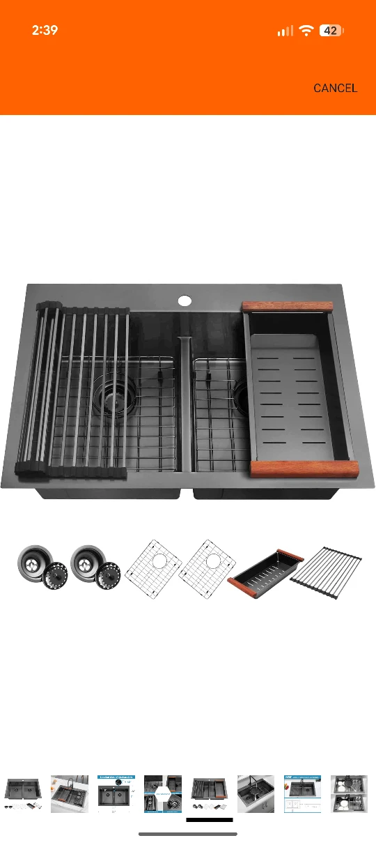 LQS Black Double Bowl Kitchen Sink - photo 4