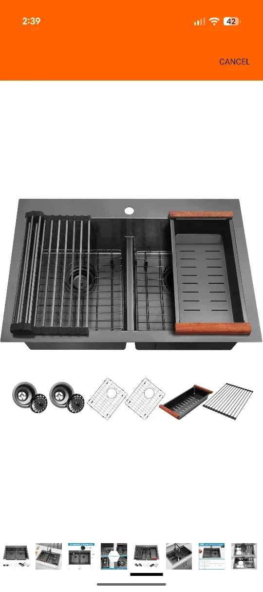 LQS Black Double Bowl Kitchen Sink image indicator(4)