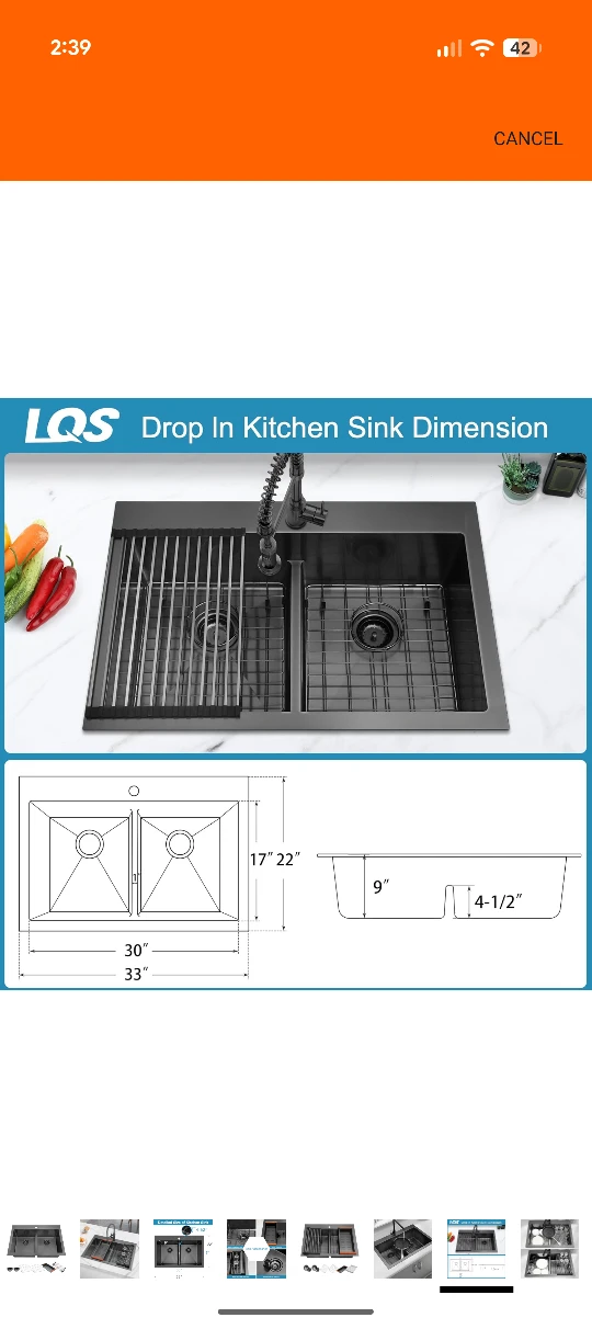 LQS Black Double Bowl Kitchen Sink - photo 5