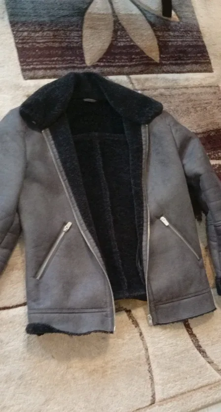 Zara Man Grey Shearling Jacket
