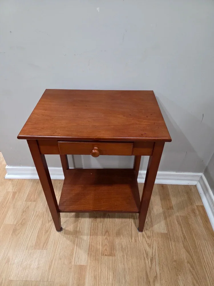 Brown Wooden Side Table with Drawer