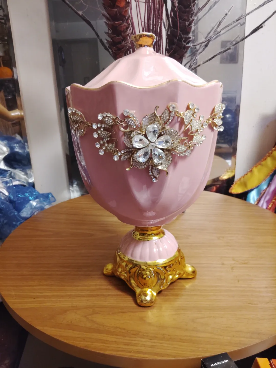 Pink Decorative Vase with Rhinestones thumbnail
