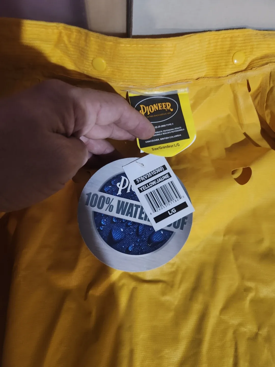 Pioneer Flame-Gard Yellow Rain Jacket - Size L image indicator(3)