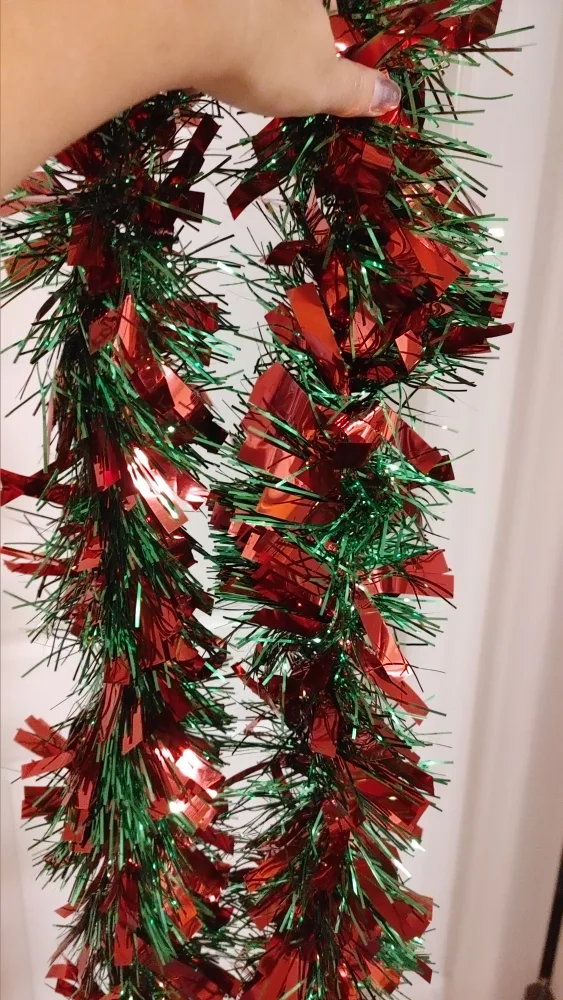 Christmas Tinsel Garland - Red & Green