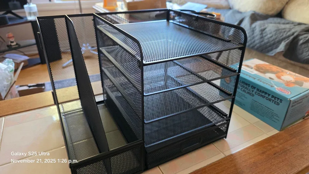 Marbrasse Desk Organizer with File Holder, Black image indicator(4)