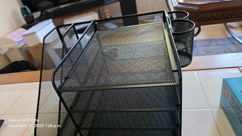 Marbrasse Desk Organizer with File Holder, Black image indicator(5)