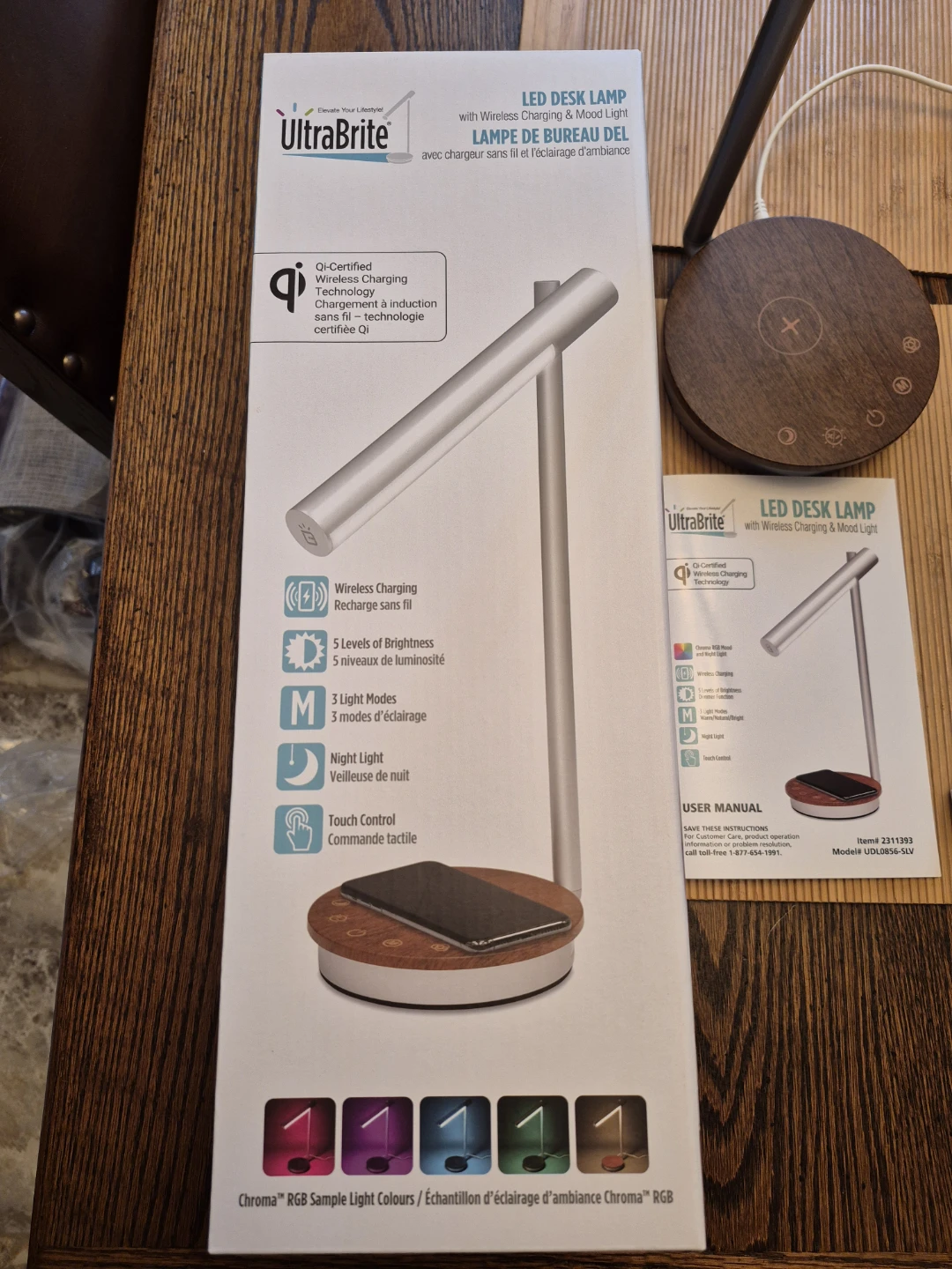 UltraBrite LED Desk Lamp with Wireless Charging and Mood Light