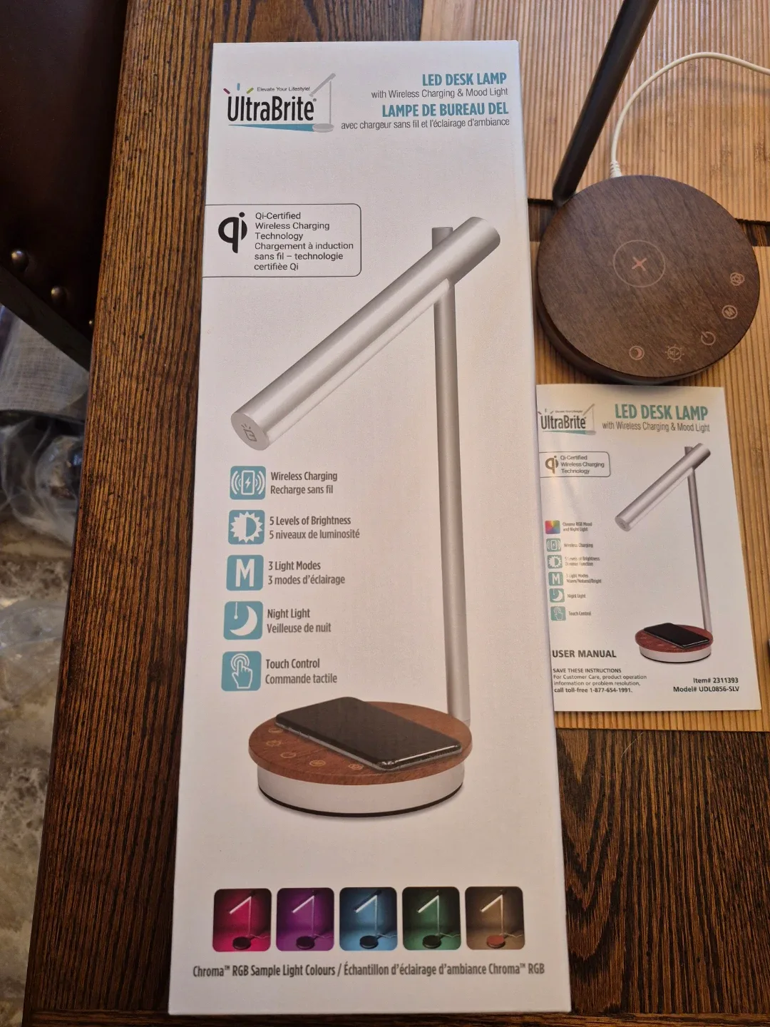 UltraBrite LED Desk Lamp with Wireless Charging and Mood Light thumbnail