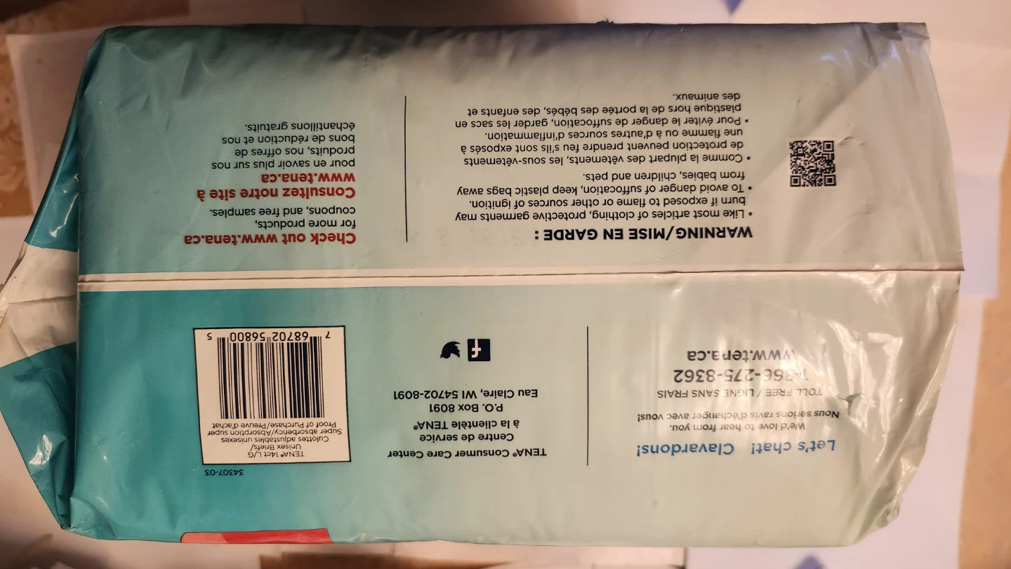 Brand New TENA Unisex Super Briefs, Large, 14 count - photo 3
