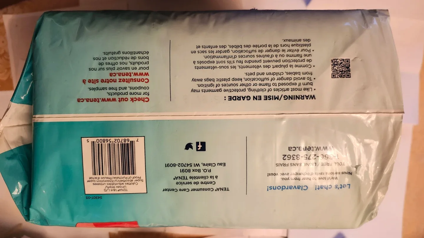 Brand New TENA Unisex Super Briefs, Large, 14 count image indicator(3)