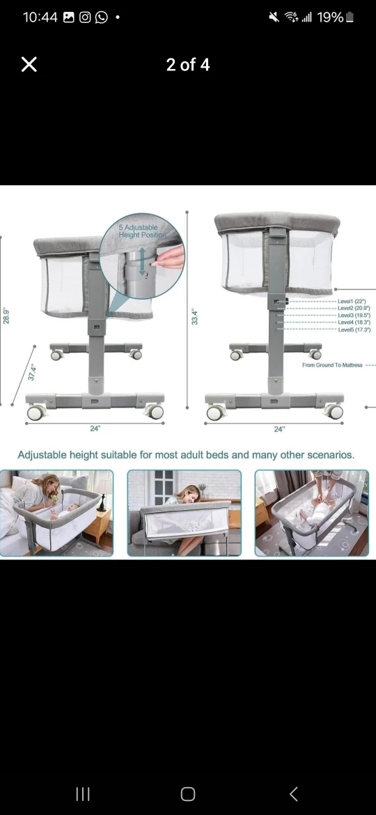 TCBunny Adjustable Height Bedside Bassinet - photo 5