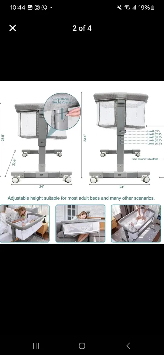 TCBunny Adjustable Height Bedside Bassinet image indicator(5)