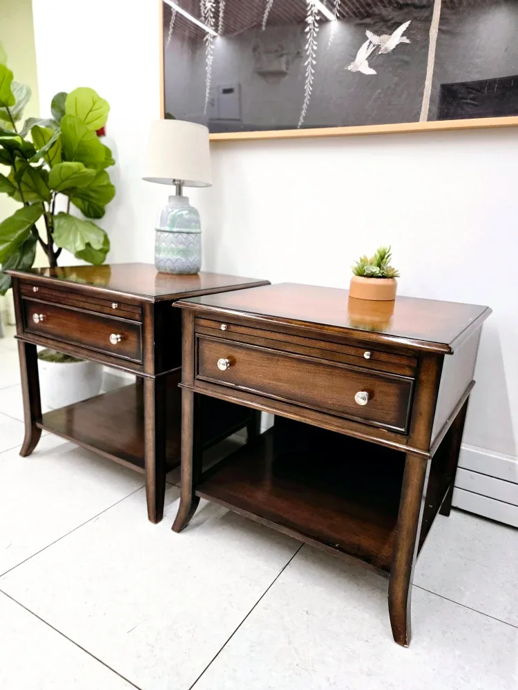 Pair Of Solid Walnut Nightstands With Single Drawer image indicator(4)